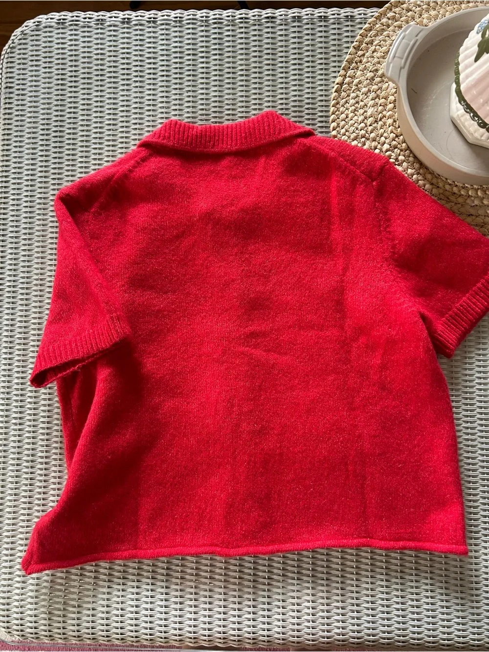 H&M Red Short-Sleeve Buttoned Knit Cardigan - Picture 3 of 4